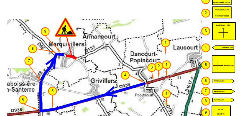 Travaux entre les communes de Laboissière et Marquivillers